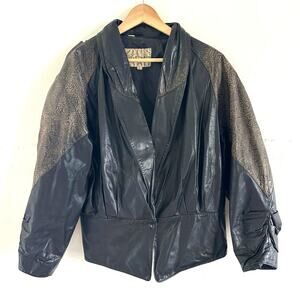 VTG Wilsons Leather Bomber Blazer‎ Jacket 80s Printed Women's Size Large